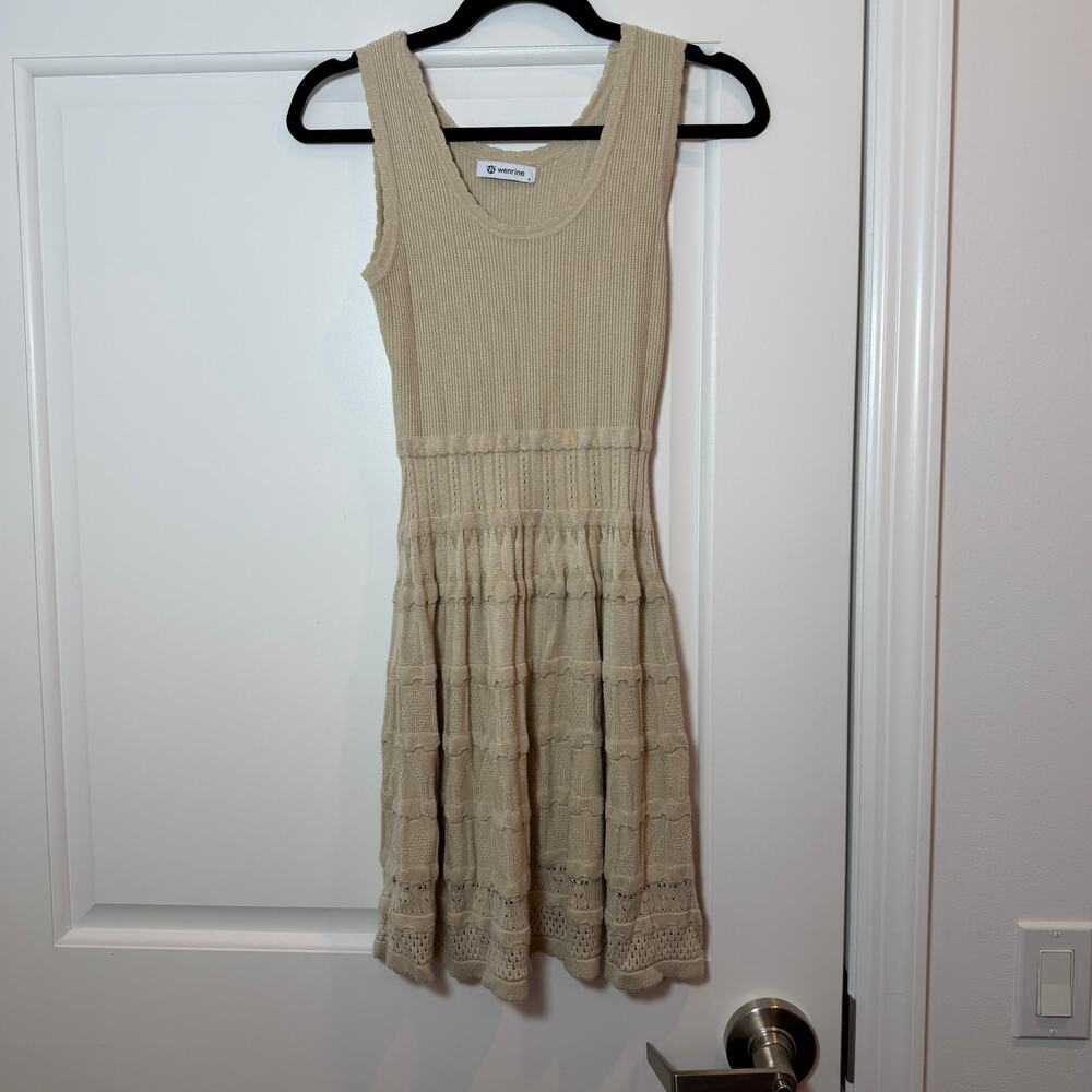 Wenrine Sleeveless Dress Knit Crochet Mini Dress size S